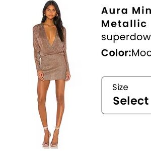 Aura Mini Dress in Mocha Metallic Large